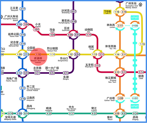 广州东大肛肠医院地铁线路图